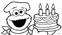 A coloring page of sesame street
